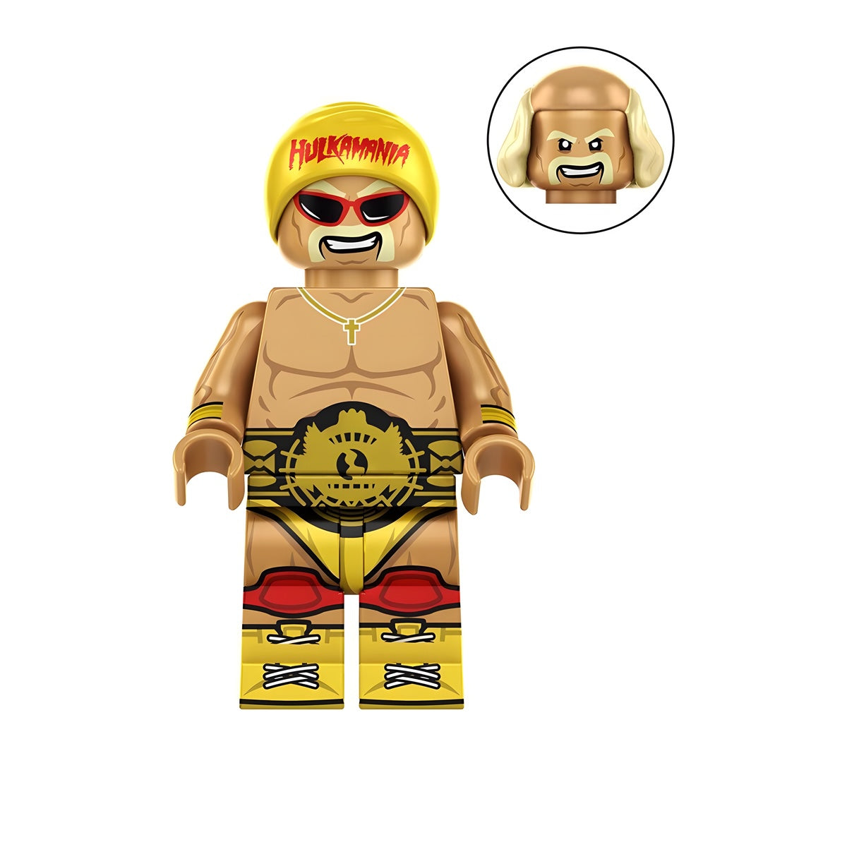 Custom Hulk Hogan wrestling minifigure, LEGO-compatible