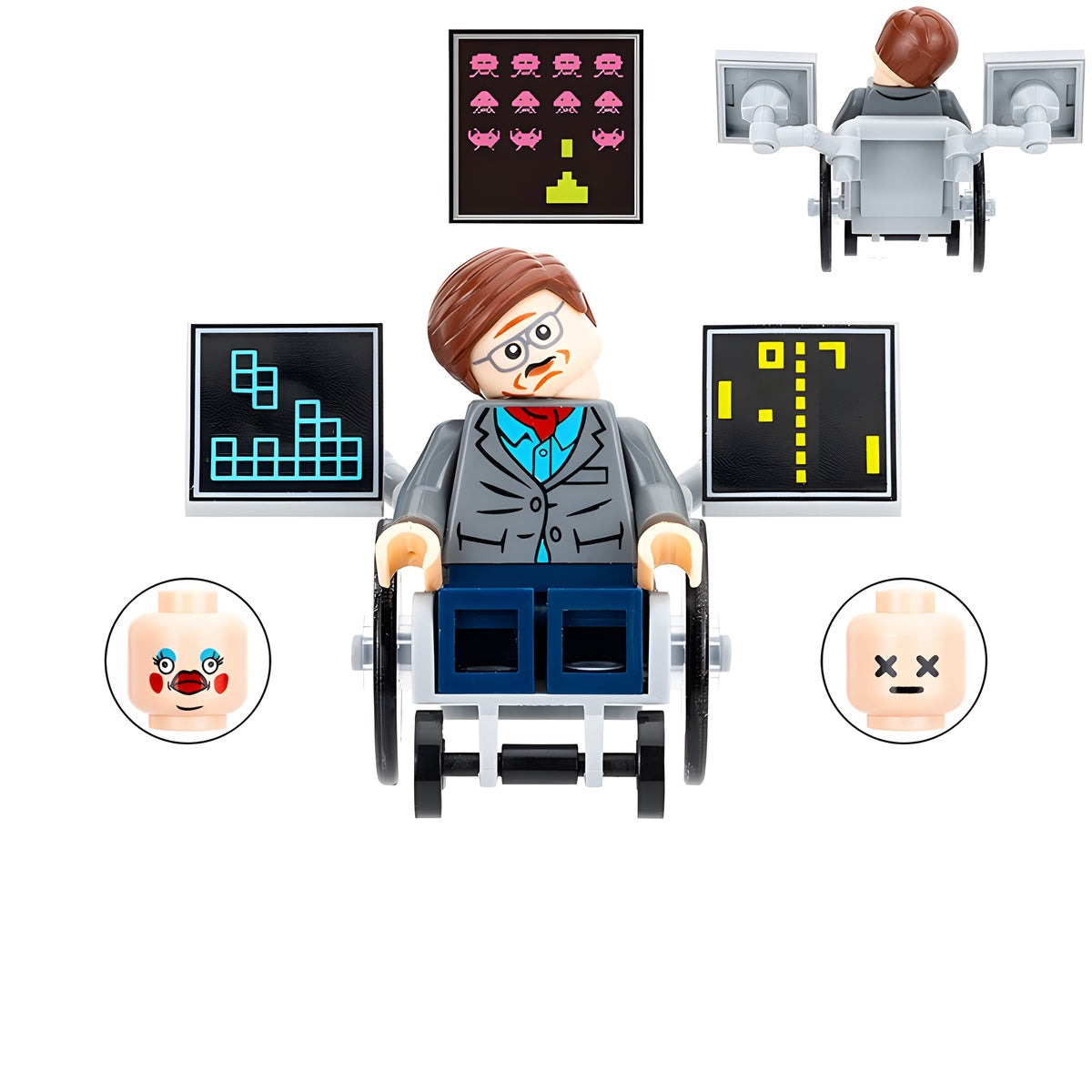 Custom Stephen Hawking science minifigure, LEGO-compatible