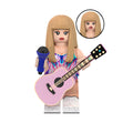 Custom Taylor Swift minifigure singing with guitar, LEGO-compatible