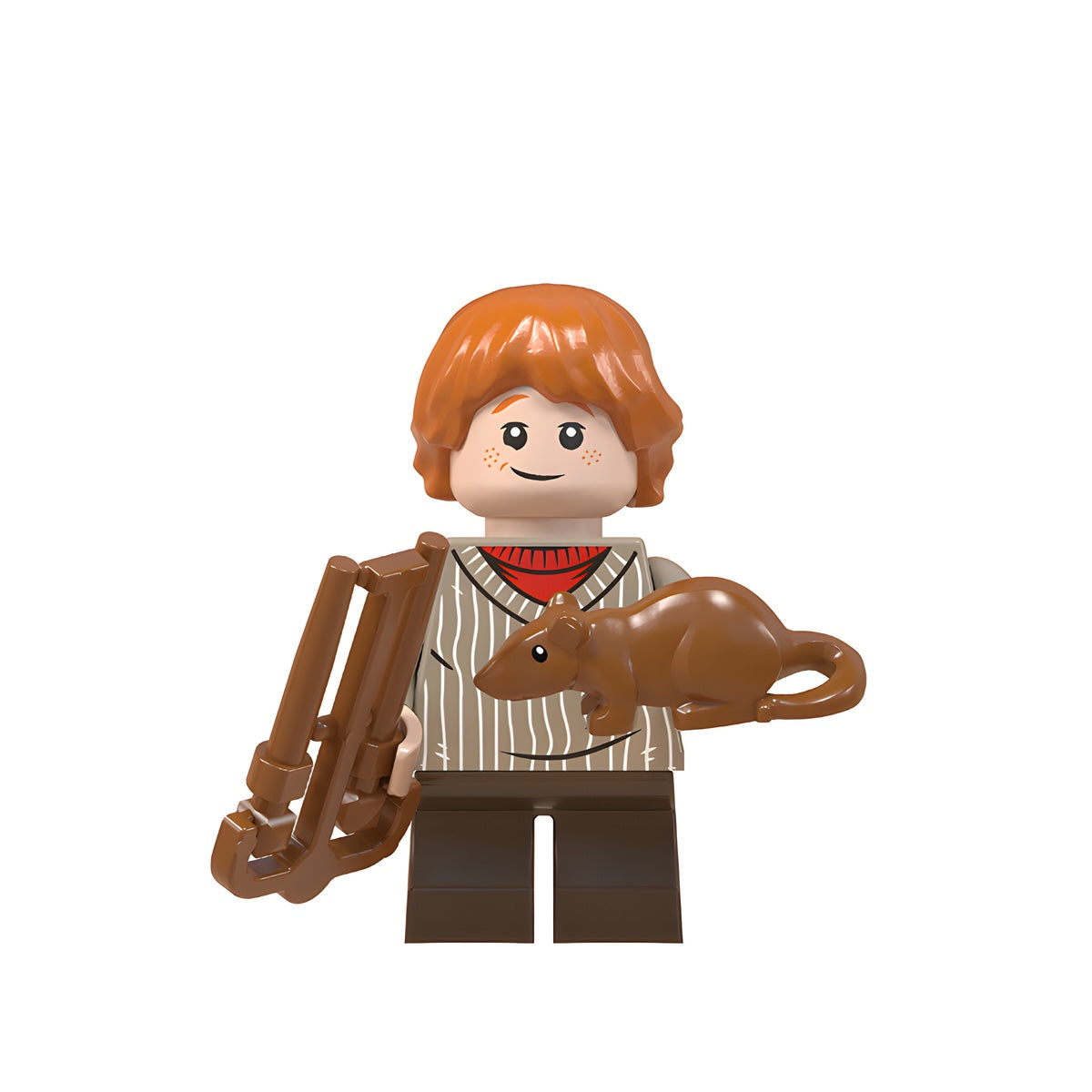 Custom Ron Weasley Casual with Scabbers minifigure – Harry Potter, LEGO-compatible