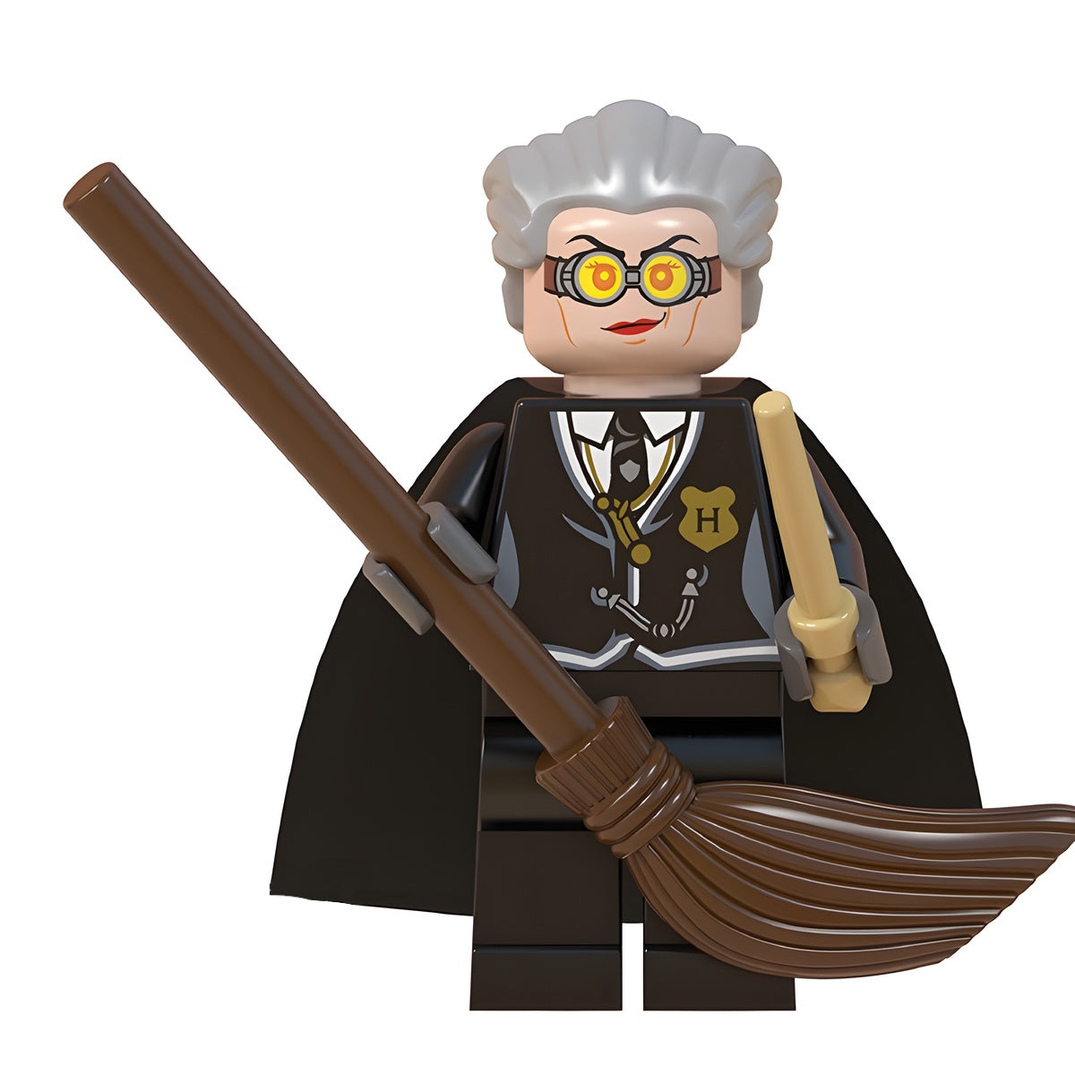 Custom Madam Hooch with Broomstick minifigure – Harry Potter, LEGO-compatible
