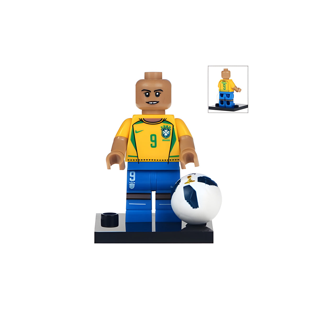 Custom Ronaldo R9 Brazil football minifigure, LEGO-compatible